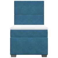 Boxspring met matras fluweel blauw 90x190 cm - thumbnail