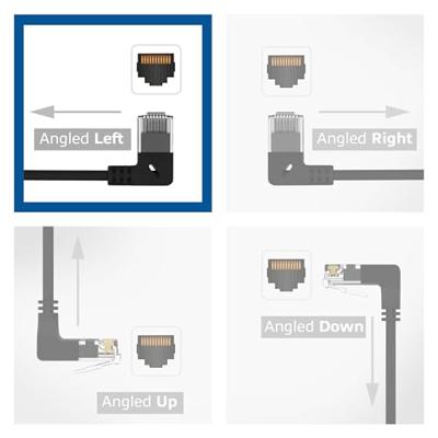 ACT Zwarte 1 meter U/UTP CAT6A LSZH slimline patchkabel met RJ45 connectoren. recht naar 90° haaks - thumbnail