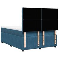Boxspring met matras fluweel donkerblauw 160x200 cm - thumbnail