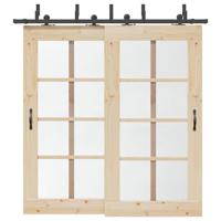 VidaXL Doos met onderdelen voor schuifdeur 213,5 cm staal zwart - thumbnail