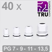 TRU COMPONENTS TC-13448632 Wartel PG7, PG9, PG11, PG13.5 Polyamide Wit 40 stuk(s) - thumbnail