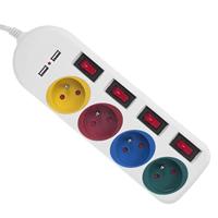 Maclean - Stekkerdoos met schakelaars met penaarde - 4-voudig + 2x USB - 250VAC/10A, 2,1A 5V - 1.5m - Wit - thumbnail
