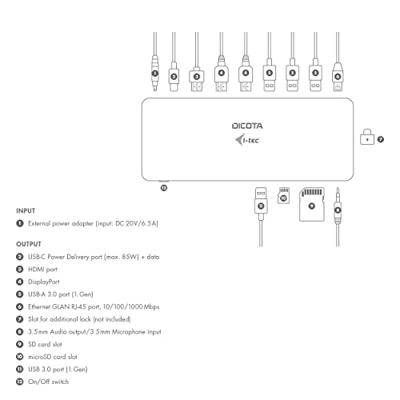Dicota D31953 USB-C dockingstation Geschikt voor merk (dockingstation): Universeel USB-C Power Delivery - thumbnail