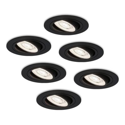 Set van 6 Miro LED inbouwspots - Extra plat 58mm - GU10 LED Module - 6000K daglicht wit - Dimbaar - Rond - Kantelbaar - Voor binnen - Zwart Set van 6 Miro LED inbouwspots - Extra plat 58mm - GU10 LED Module - 6000K daglicht wit - Dimbaar - Rond - Kantelbaar - Voor binnen - Zwart