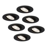 Set van 6 Miro LED inbouwspots - Extra plat 58mm - GU10 LED Module - 6000K daglicht wit - Dimbaar - Rond - Kantelbaar - Voor binnen - Zwart - thumbnail