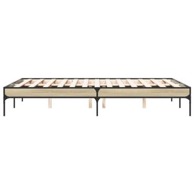 Bedframe bewerkt hout metaal sonoma eikenkleurig 120x200 cm