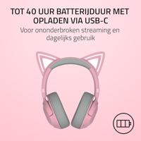 RAZER Kraken Kitty BT V2 Over Ear koptelefoon Bluetooth Stereo Kwarts, Pink Gamen - thumbnail