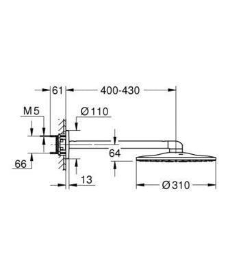 Regendoucheset Grohe Rainshower SmartActive 31 cm met Wandarm Warm Sunset Geborsteld