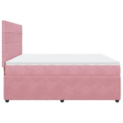 Boxspring met matras fluweel roze 200x200 cm