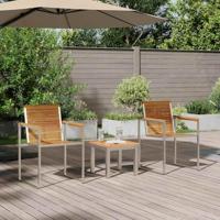 Ligstoel 3 pcs Bruin 200 x 60 x 88cm Massief acaciahout - thumbnail