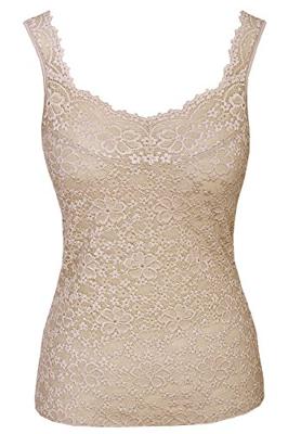 Dames hemd kant - Millefleurs - Luxe kanten onderhemd voor vrouwen - Singlet lingerie top - 38 - Wit - 38 - 38 - 38