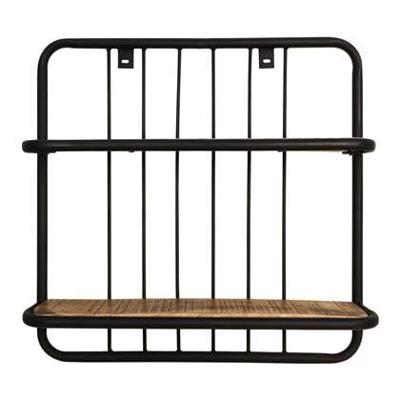 HSM Collection wandplank Linos - naturel/zwart - 50x50x12 cm