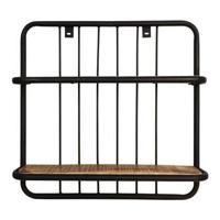 HSM Collection wandplank Linos - naturel/zwart - 50x50x12 cm - thumbnail