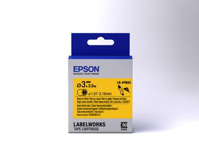 Epson Label Cartridge Heat Shrink Tube (HST) LK-4YBA3, zwart/geel D3 mm (2,5 m)