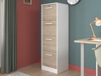 Kolomkast bureau MILOKALO 4 lades japanse eik/wit - thumbnail