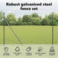 VidaXL Afrasteringspaal grijs 10 x 1,6 m (25 mm gaas) staal en pvc - thumbnail
