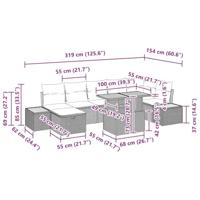 8-delige tuinset met kussens in beige, van poly rattan en acacia - thumbnail