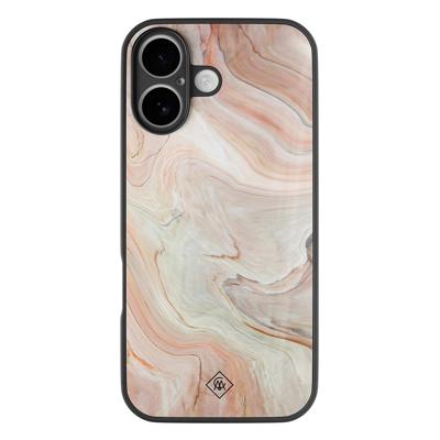 iPhone 16 glazen hardcase - Marmer waves iPhone 16 glazen hardcase - Marmer waves