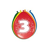 Folat BV Cijfer ballonnen 3 jaar, 8st. - thumbnail