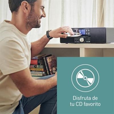 Panasonic SC-DM202EG-K Compact Micro HiFi Stereo Systeem met CD, DAB+/FM-radio, USB en Bluetooth, 24W luidsprekers, afstandsbediening, 2,4' TFT LCD-scherm, EQ-instellingen, zwart.