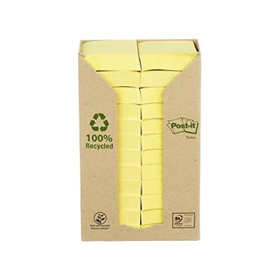 Post-it Recycled notes, 100 vel, ft 38 x 51 mm, geel, pak van 24 blokken