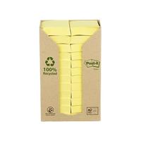 Post-it Recycled notes, 100 vel, ft 38 x 51 mm, geel, pak van 24 blokken - thumbnail