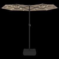 Parasol dubbel dak met LED's 316x240 cm taupe - thumbnail