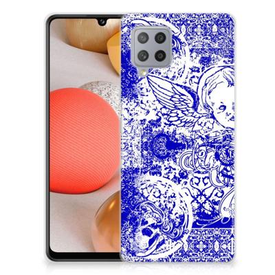 Silicone Back Case Samsung Galaxy A42 Angel Skull Blauw