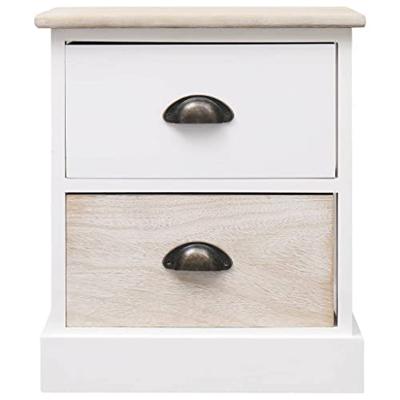 Nachtkastjes 2 st 38x28x45 cm paulowniahout wit en naturel