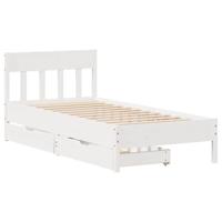 Bedframe zonder matras massief grenenhout wit 90x200 cm - thumbnail
