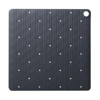 Sealskin Ribb Douchemat - 55x55cm - Antislip - inclusief - zwarte haak - Antraciet 800621 - thumbnail