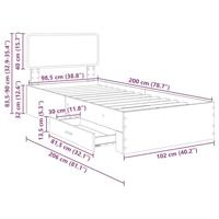 Bedframe met hoofdeinde Bruin Eiken 100 x 200 cm Bewerkt hout - thumbnail