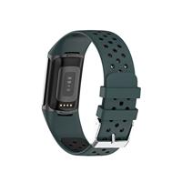 FitBit Charge 5 & 6 Sportbandje met gesp - Groen / zwart - Tweekleurig - Maat: L - thumbnail