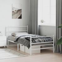 Bedframe met hoofd- en voeteneinde metaal wit 100x200 cm - thumbnail