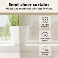 Voile Gordijn met gordijnen 2 pcs Zand 225 x 140 cm Polyester - thumbnail