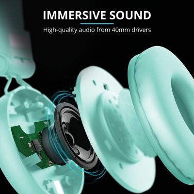 Trust Mobile Tones On-Ear Draadloze Bluetooth Koptelefoon, Wireless Headphones (25 uur Speeltijd, 40mm Drivers, Opvouwbaar, Ingebouwde Microfoon) Turquoise