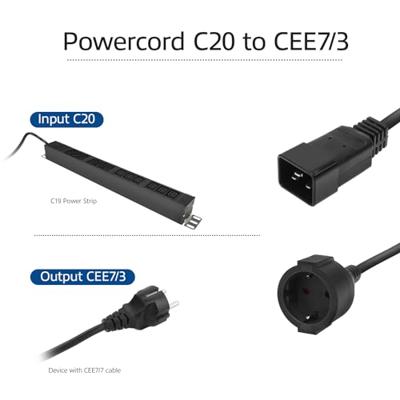 ACT AK5251 electriciteitssnoer Zwart 0,2 m IEC C20 CEE7/3 - thumbnail
