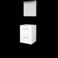 Basic-Line Comfort 46 Badkamermeubelset - 50 x 46 cm - Met Grepen - 2 Lades - Acryl Wastafel - 1 Kraangat - Spiegelkast - Ice White - thumbnail