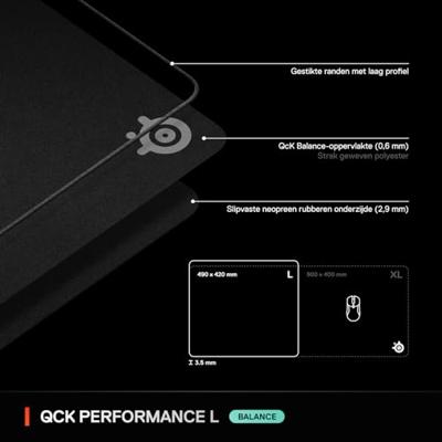 Gaming muismat - STEELSERIES - QcK Performance L - Balans - 490 x 420 mm