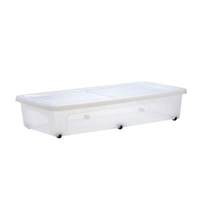 Iris opbergbak met wieltjes 38l 40x80x15 cm transparant/wit