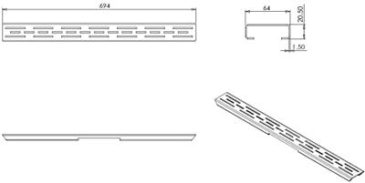 Saqu Shuffle rooster voor douchegoot 69,4cm mat zwart