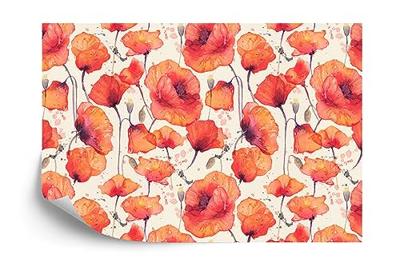 Fotobehang - Prachtige rode Klaprozen, 11 maten, Premium print, inclusief behanglijm