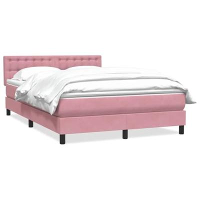 Boxspring met matras fluweel roze 140x220 cm