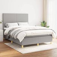 Boxspring met matras stof lichtgrijs 140x190 cm - thumbnail