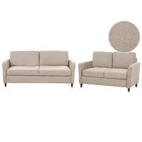 Beliani - MARE - Bankenset met opbergruimte - Taupe - Corduroy - thumbnail