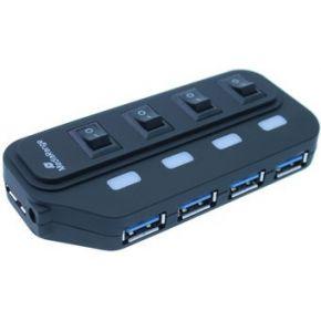 MediaRange MRCS505 USB 3.2 Gen 1-hub 4 poorten Zwart