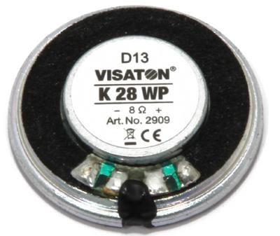Visaton K 28 WP - 50 Ohm 1.1 inch 2.8 cm Mini-luidspreker 1 W 50 Ω Zwart Kunststof membraan