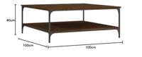 Salontafel 100x100x40 cm bewerkt hout bruineikenkleurig - thumbnail