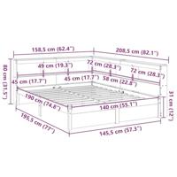 Bed met boekenkast zonder matras grenenhout wit 140x190 cm - thumbnail