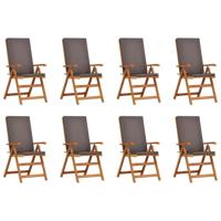 Tuinstoel 8 pcs Bruin 57 x 71.5 x 104cm Massief teakhout - thumbnail